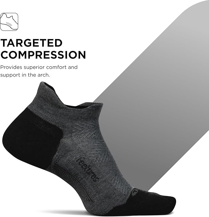 Feetures Elite Max Cushion No Show Tab Ankle Socks - Sport Sock with Targeted Compression