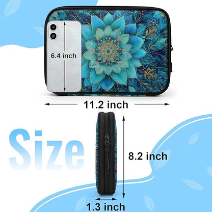 Cable Organizer Teal Mandala Flower Electronics Travel Organizer Case Tech Accessories Pouch Waterproof Cord Storage Bag for Power Bank Charger Phone Earphone