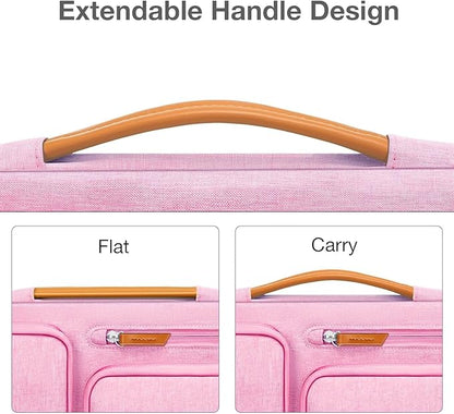 MOSISO 360 Protective Laptop Case 15 inch, 15 inch Laptop Sleeve Compatible with MacBook Air M4 M3 M2 2025 2024 2023, Dell XPS Plus, Side Open Carrying Case with 4 Zipper Pockets&Handle, Pink