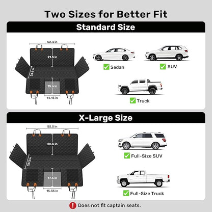 Zanch Heavy-Duty Dog Car Seat Cover, Flat Solid Back Seat Extender for Multi Large Dogs, Hard-Base Supports 450 lb, Waterproof Scrachproof Hammock Protector, Standard for Cars, SUV, Trucks, Orange