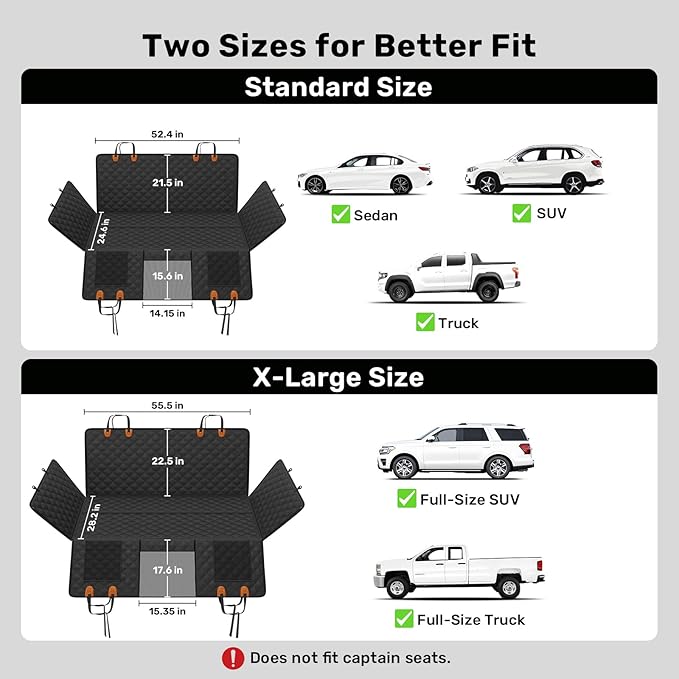 Zanch Heavy-Duty Dog Car Seat Cover, Flat Solid Back Seat Extender for Multi Large Dogs, Hard-Base Supports 450 lb, Waterproof Scrachproof Hammock Protector, Standard for Cars, SUV, Trucks, Green