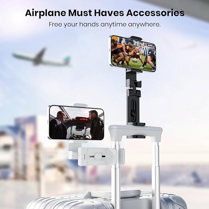 2 Pack Universal Airplane Phone Stand Holder, Klearlook 360 Degree Rotation Travel Essentials Phone Mount for Desk, Handsfree Flexible Travel Accessories for Flying, Valentines Day Gift for Couple