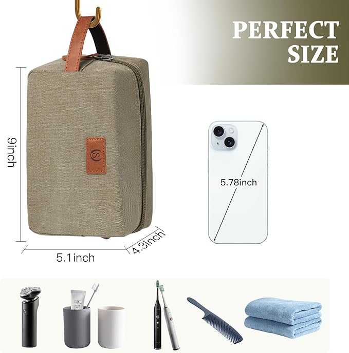 Janhavi Personalized Waterproof Make Up Bag, Engraved Initials & Wheat Ear,Travel Essentials Toiletries Men, Men's Accessories Storage, Mens Travel Bag Toiletry,Gifts for Boyfriends(Olive Green P)