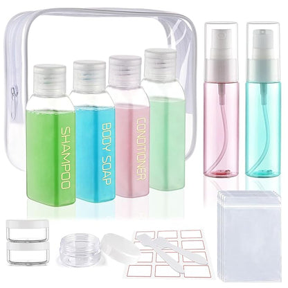 Cosywell Travel Bottles for Toiletries 14 PCS 2oz TSA Approved Travel Shampoo and Conditioner Bottles Leak Proof Travel Size Containers Refillable Small Plastic Squeeze Bottles for Cream Lotion(Clear)