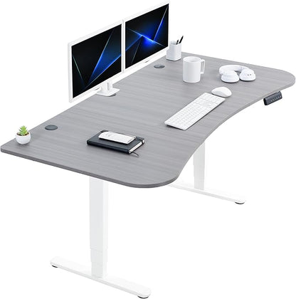 VIVO Electric 63 x 32 in Dual Motor Standing Desk, Memory Height Adjustment, 2B Series, Dark Gray Top White Frame, DESK-KIT-2W1G