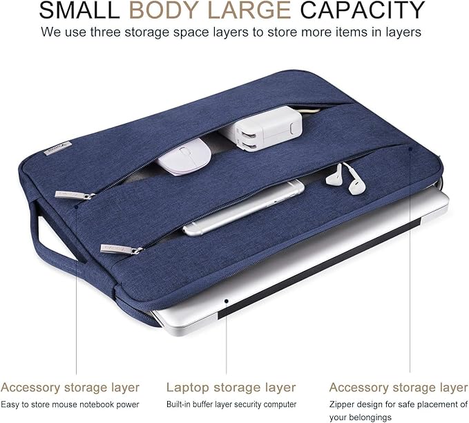 Voova 14 15 Inch Laptop Sleeve Case, Waterproof Computer Bag Cover Compatible with MacBook Air 15 M2/M3/M4 2022-2025, MacBook Pro 15, Hp chromebook 14, 14-15” Dell Lenovo Acer Asus, Blue
