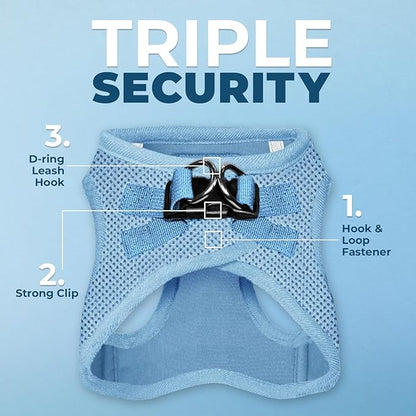 Voyager Step-in Air All Weather Mesh Harness and Reflective Dog 5 ft Leash Combo with Neoprene Handle, for Small, Medium and Large Breed Puppies by Best Pet Supplies - Set (Baby Blue), S
