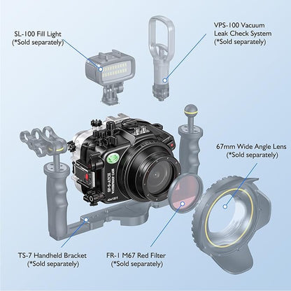 Sea frogs Underwater Camera Case Compatible with Sony A7C-II for E 10-18mm F4 OSS IPX8 40m/130ft Maximum Diving Depth Waterproof Camera Housing for Diving, Surfing, Rowing, Skiing A7C-2 A7C II
