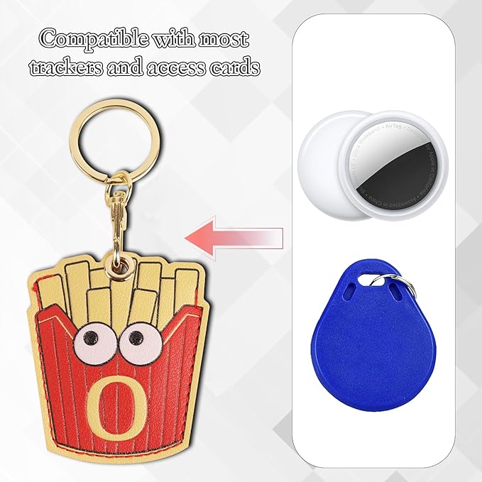 Leather Keychain Case Holder Compatible with Apple AirTag, GPS Airtag Keychain Finder Tracker with Key Ring, Anti-Scratch Protective Air Tag Cover