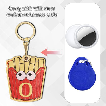 Leather Keychain Case Holder Compatible with Apple AirTag, GPS Airtag Keychain Finder Tracker with Key Ring, Anti-Scratch Protective Air Tag Cover