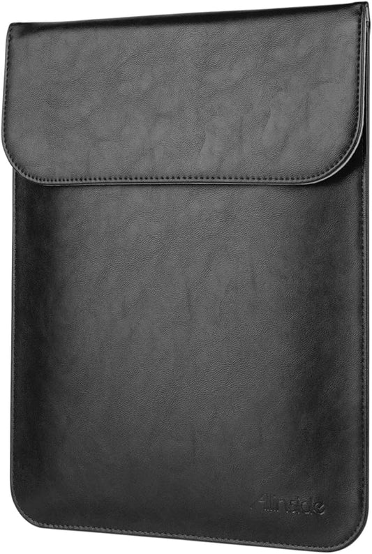 Allinside 13-13.3 inch Laptop Sleeve Case for MacBook Pro 14 2021-2024/MacBook Air 13 2010-2017/MacBook Pro 13 2010-2015, Waterproof PU Leather Laptop Sleeve Bag Protective Vertical Case Cover, Black