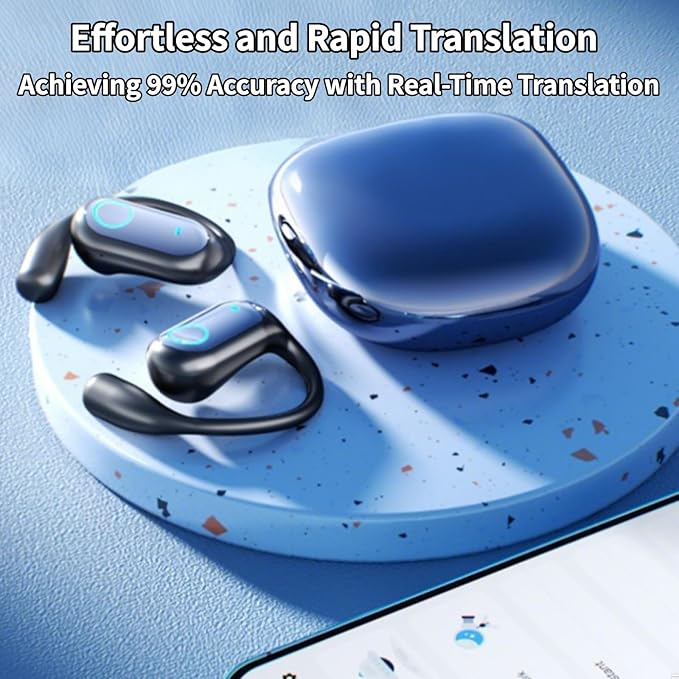 AI Translation Earbuds Real Time 144 Languages, 3-in-1 Bluetooth 5.4 Translating Device,Translator Headphones 45H Playtime Noise Canceling Mic for Travel Business Learning, iOS & Android Blue