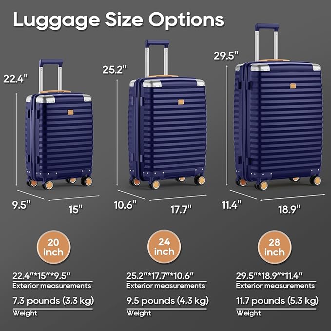 Joyway Carry On Luggage, 20 IN Suitcase Hardside Checked with TSA Lock (Blue, 20'')