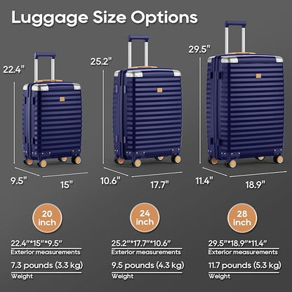 Joyway Carry On Luggage, 20 IN Suitcase Hardside Checked with TSA Lock (Blue, 20'')