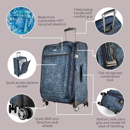 Ricardo Beverly Hills Avalon Softside Large Check-In Luggage Made with Sustainable 100% Recycled PET (rPET), Lightweight, Eco-Friendly Travel, Expandable, Dual Spinner Wheels, Serengeti Night, 28-inch