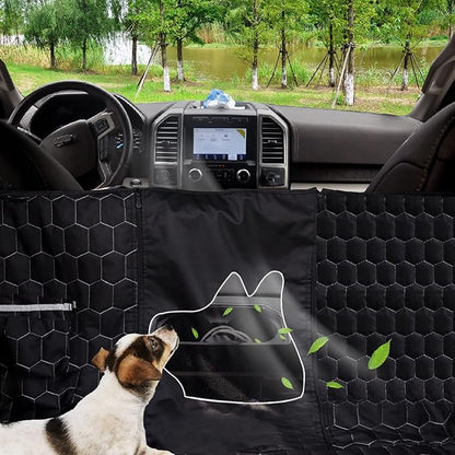 Dog Car Seat Cover for Trucks, Car Seat Cover for Back Seat Protector F150 Ram 1500, Waterproof Dog Hammock for Truck with Mesh Window Heavy Duty Seat Cover for F-Series/GMC Sierra/Silverado