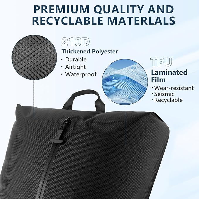 Dobaly 24L Vacuum Bags for Travel with 5KPa Pump, IP67 Reusable Vacuum Seal Bags for Carry On Suitcases Vacuum Packing Cubes for Luggage and Backpack Space Saver Durable (1PC+Pump)