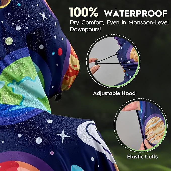 Bruvoalon 3-in-1 Rain Poncho with 1/4 Zip & Chest Pocket, Waterproof, Sunshade, Ground Mat for Adults & Youth Emergency