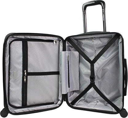 World Traveler Dejuno Tonal 20-Inch Carry-On Polycarbonate Lightweight Hardside Expandable Spinner Luggage Suitcase with TSA Lock - Onyx