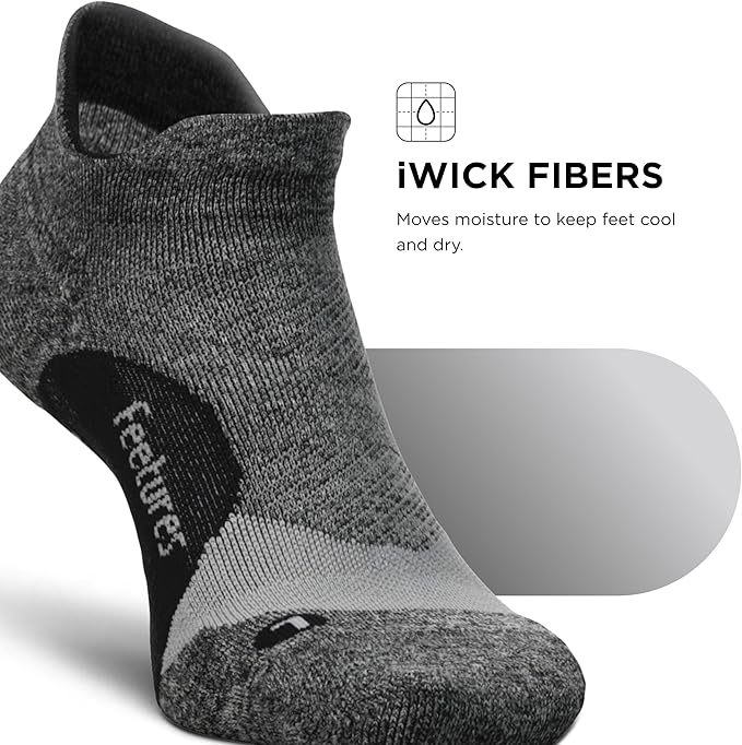 Feetures Elite Light Cushion No Show Tab Athletic Ankle Socks - Sport Sock with Targeted Compression