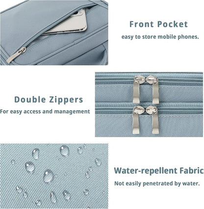 mygreen Electronics Travel Organizer, Watreproof Electronic Accessories Case Portable Double Layer Cable Storage Bag for Cord, Charger, Flash Drive, Phone, Ipad Mini, SD Card, Gifts for Him Grey