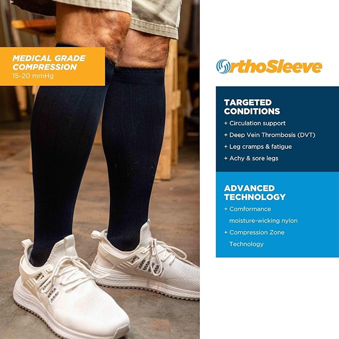 Medical Grade Compression Socks for Men & Women 15-20 mmHg by OrthoSleeve (Pink w/Stripes, Medium)