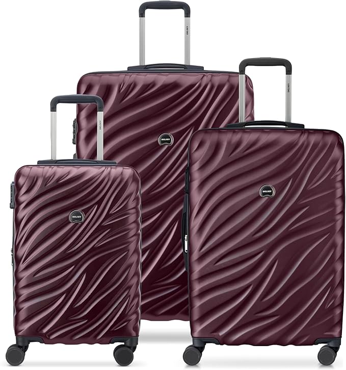 DELSEY PARIS Alexis Hardside 3-Piece Set, Expandable Luggage with 4 Spinner Wheels, Lightweight Suitcase, 21" Carry-On, 25" Checked Medium, 29" Checked Large, Burgundy