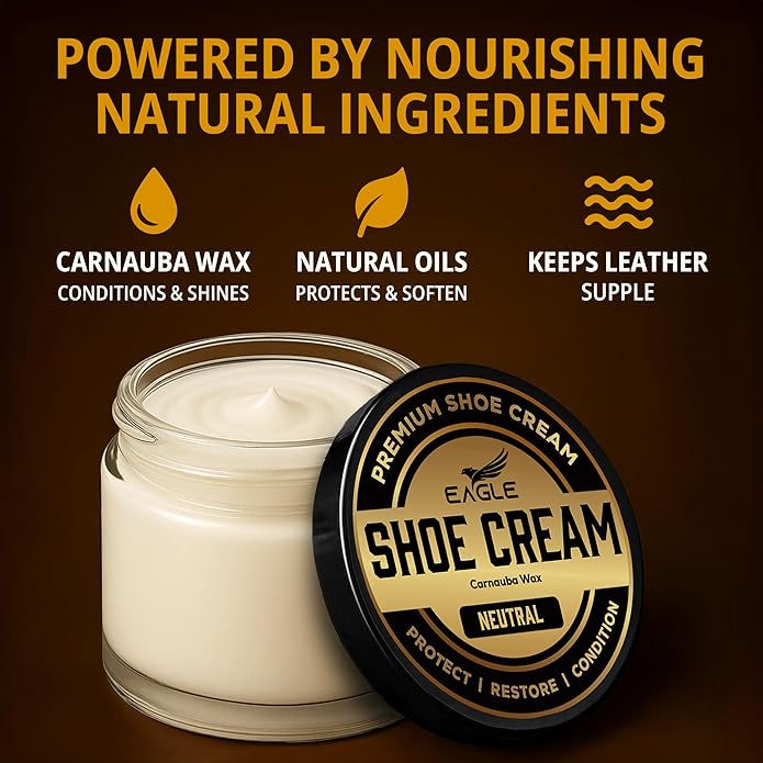 Eagle Shoe Cream Polish Kit – 3 Piece Boot & Shoe Polish with Shoe Cream, Shine Cloth & Applicator