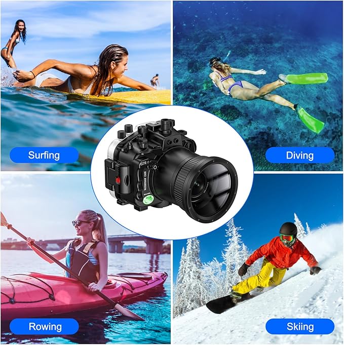 Sea frogs Underwater Camera Case Compatible with Sony A7RV for FE 28-70 F3.5-5.6 OSS Lens IPX8 40m/130ft Maximum Diving Depth A7R-5 Waterproof Camera Housing for Diving, Surfing, Rowing, Skiing A7R-V