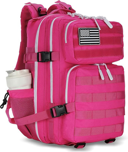 45L Tactical Assault Backpack 3 day assault pack with Molle Waterproof backpack Rucksack for Tactical Backpacks (Rose Red)