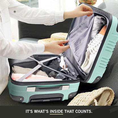 Kenneth Cole REACTION Out of Bounds Lightweight Hardshell 4-Wheel Spinner Luggage, Mint Blue, 28-Inch Carry On