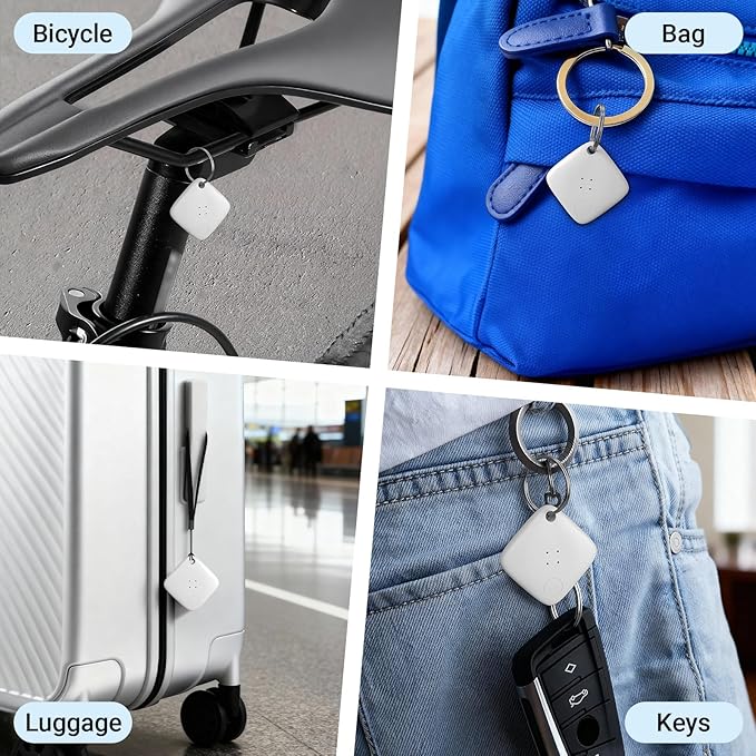 OTIC Smart Tracker Works with Apple Find My (iOS) & Google Find Hub (Android), for Dual-System Tracking Device Item Finder,Key Luggage Passport,Replaceble Battery (White, 2 Pack)