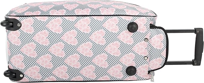 Betsey Johnson Designer Carry On Luggage Collection - Lightweight Pattern 22 Inch Duffel Bag- Weekender Overnight Business Travel Suitcase with 2- Rolling Wheels (CHEVRON HEARTS, One Size)