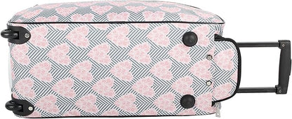 Betsey Johnson Designer Carry On Luggage Collection - Lightweight Pattern 22 Inch Duffel Bag- Weekender Overnight Business Travel Suitcase with 2- Rolling Wheels (CHEVRON HEARTS, One Size)