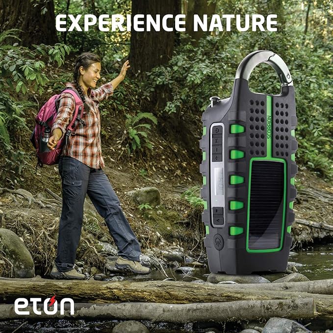 Eton - Scorpion II Rugged Multipowered Portable Emergency Weather Radio & Flashlight Green, Hand Crank, LED Flashlight, Smartphone Charger, Solar Power, 800 MAH Battery, Commitment to Preparedness