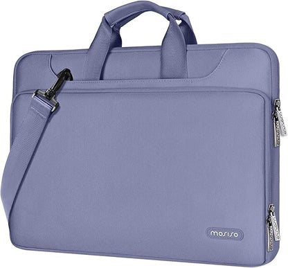 MOSISO 360 Protective Laptop Shoulder Bag Compatible with MacBook Air 15 M4 A3241 M3 A3114 M2 A2941/Pro 16 inch M4 M3 M2 M1, 15-15.6 inch Notebook,Matching Color Sleeve with Belt, Lavender Gray
