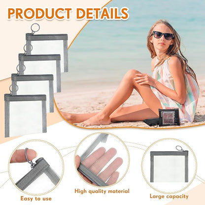 Jexine 30 Pieces Mini Zipper Mesh Bags Nylon Small Zipper Pouch Mini Pouch Portable Beauty Purse Mesh Coin Purse for Travel Home Keychain Holder Makeup Cosmetic Storage(4 x 3 Inches,Gray)