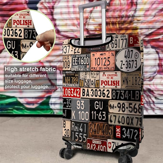 Travel Luggage Cover Suitcase Protector Fits 18-32 Inch Wheel Covers PatternedTravel Related Items Flower Luggage Protector Elastic L