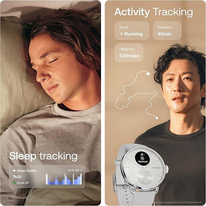 WITHINGS ScanWatch 2 - Hybrid Smart Watch, Heart Rate Monitoring, Fitness Tracker, Cycle Tracker, Sleep Monitoring, GPS Tracker, 30-Day Battery Life, Android & Apple Compatible, HSA/FSA