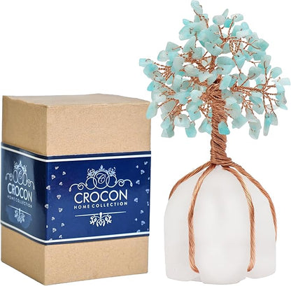 Amazonite Crystal Tree of Life - Handmade Gemstone Tree, Natural Quartz Stone Base, Chakra Tree of Life, Copper Wire Money Tree, Feng Shui Tree, Crystal Decorations, Healing Crystal, Spiritual Gifts