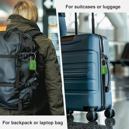 Puroma 2 Pack TSA Approved Luggage Locks, 4 Digit Combination Travel Locks Resettable Code Lock with Zinc Alloy Body for Suitcase, Toolbox, Backpack, Bag, Gym Locker (Basic Green)