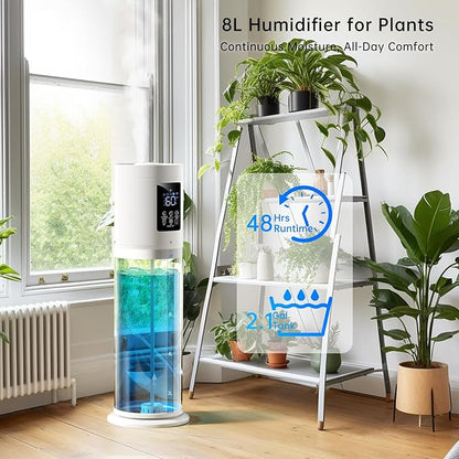 2.1Gal/8L Smart Humidifier Large Room, Top Fill Humidifiers for Bedroom with Diffuser, 7 Color Lights,16H Timer, Auto Mode, APP Remote Control, 4 Levels Cool Mist Air Humidifier for Plants Home Office