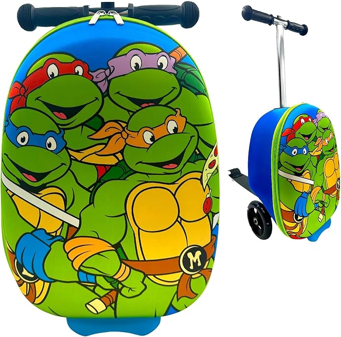 Fast Forward Kid’s Licensed 18" Ride-On Suitcase Scooter - Lightweight Carry-On Foldable Scooter Luggage