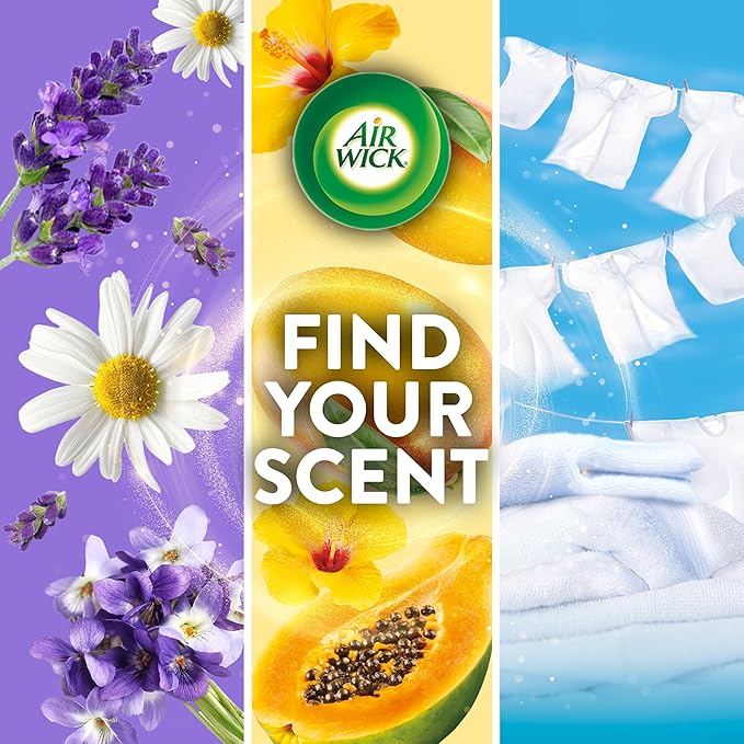 Air Wick Plug in Scented Oil Starter Kit, 2 Warmers + 6 Refills, Lavender & Chamomile, Eco Friendly, Essential Oils, Air Freshener