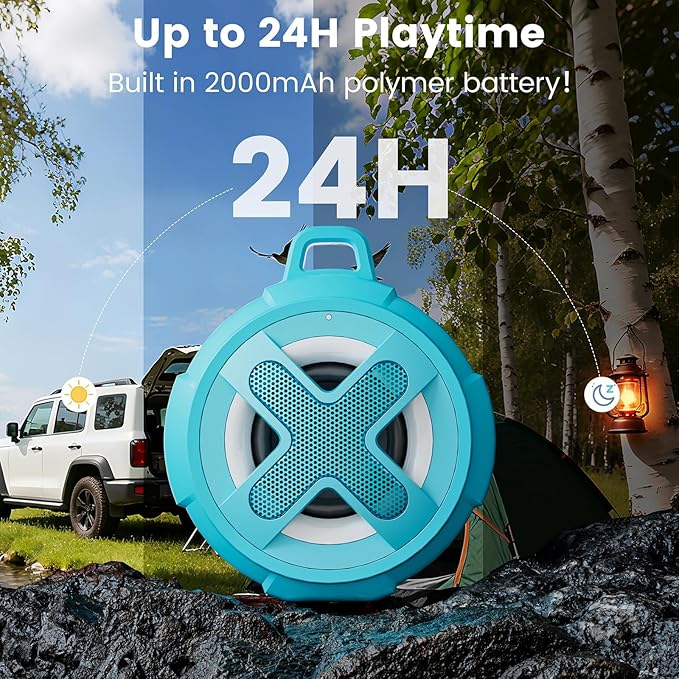 XLEADER X8(2 Gen) Upgraded, Bluetooth Shower Speaker, Certified IP67 Waterproof, 10W Pro Sound&Deep Bass, 24Hrs Playtime, Stocking Stuffers for Teens Men, White Elephant Gifts, Teal