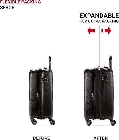 SwissGear 7272 Energie Expandable Hardside Luggage with Spinner Wheels and TSA Lock, Black, Carry-On 19-Inch