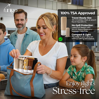 unigo Travel Bottles For Toiletries, 5-pack 3.oz TSA Aprroved Travel Size Bottles, Containers For Toiletries, BPA Free, Leak Prrof, Refillable Containers Bottles (Apricot)