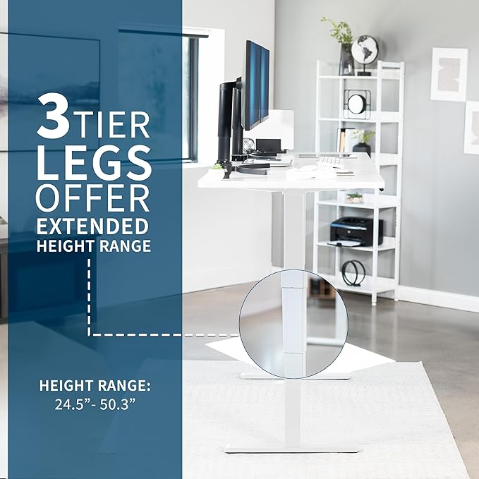 VIVO Electric 83 x 30 in Dual Motor Sit Stand Desk, Memory Height Adjustment, 2B Series, White Top White Frame, DESK-KIT-2W8W