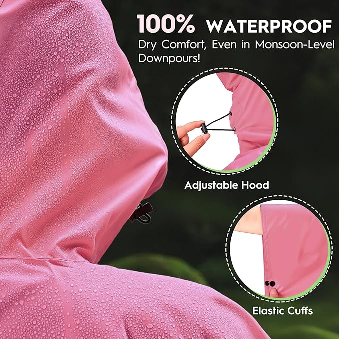 Bruvoalon 3-in-1 Rain Poncho with 1/4 Zip & Chest Pocket, Waterproof, Sunshade, Ground Mat for Adults & Youth Emergency