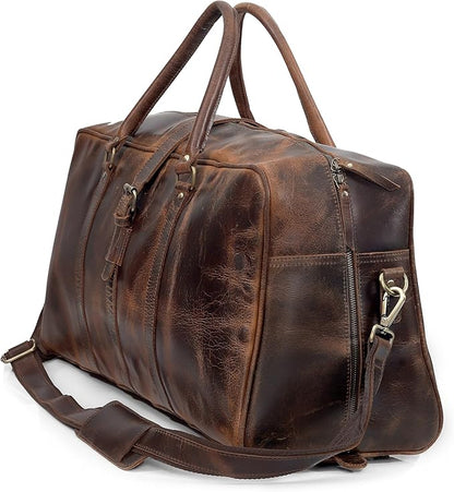 Leather Duffle bag Travel Weekender Bag Carry on Overnight Bag Gym Sports Duffel bag Luggage Bag for Men and Women